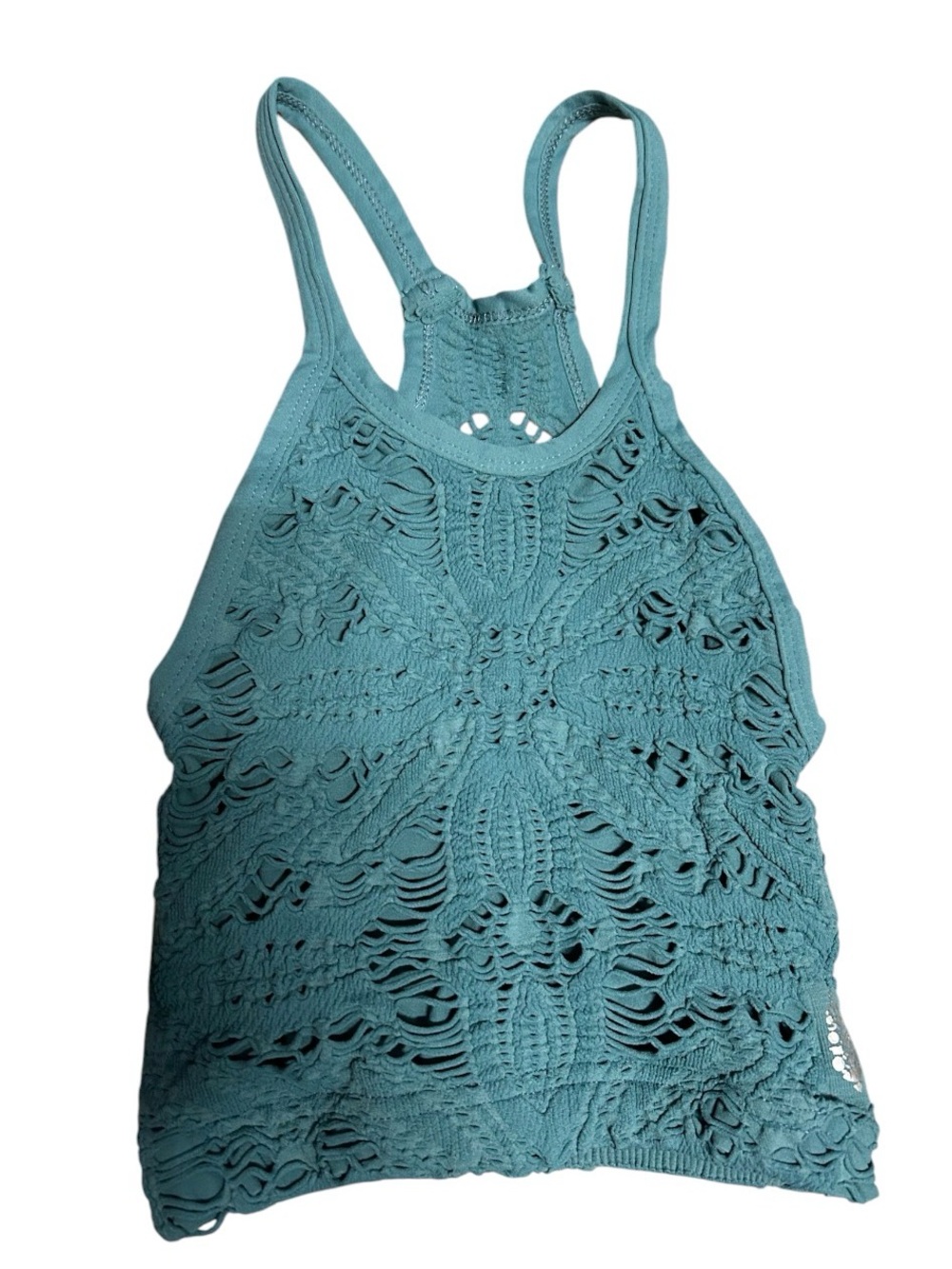 Free People Movement Teal Active Crochet Halter Tank Top - Sz S